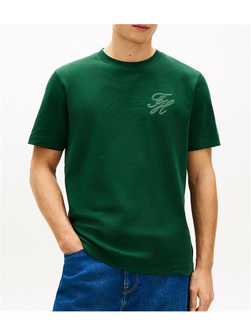 T-shirt con logo tono su tono ricamato Tommy Hilfiger | MW0MW42391MBN.MBN